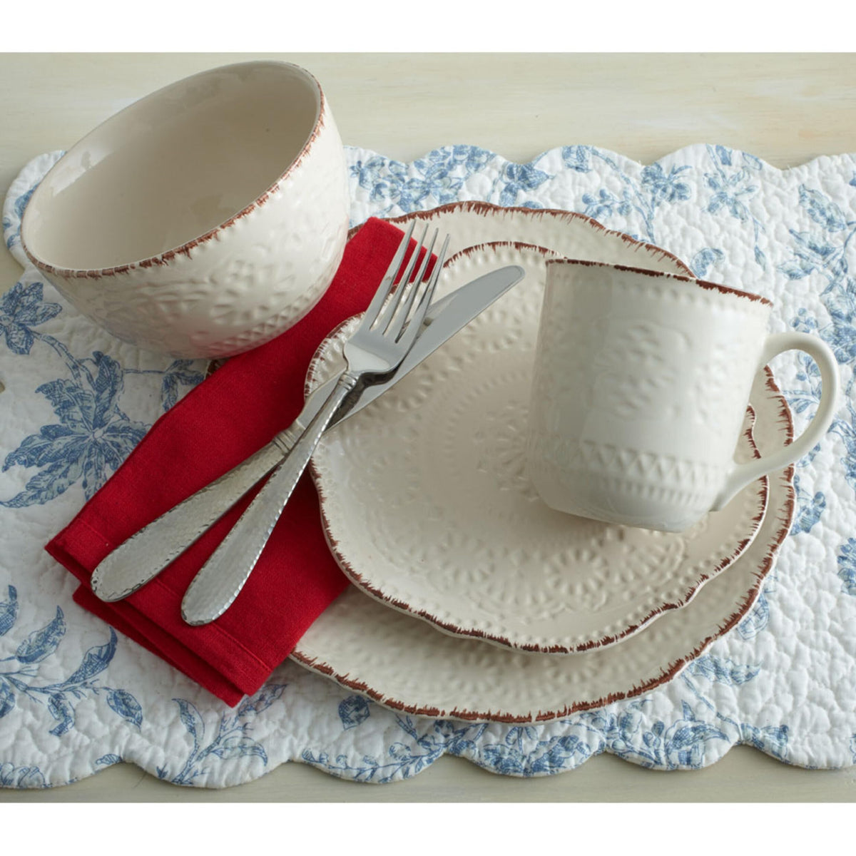 Cream 16-Piece Stoneware Dinnerware Set W728