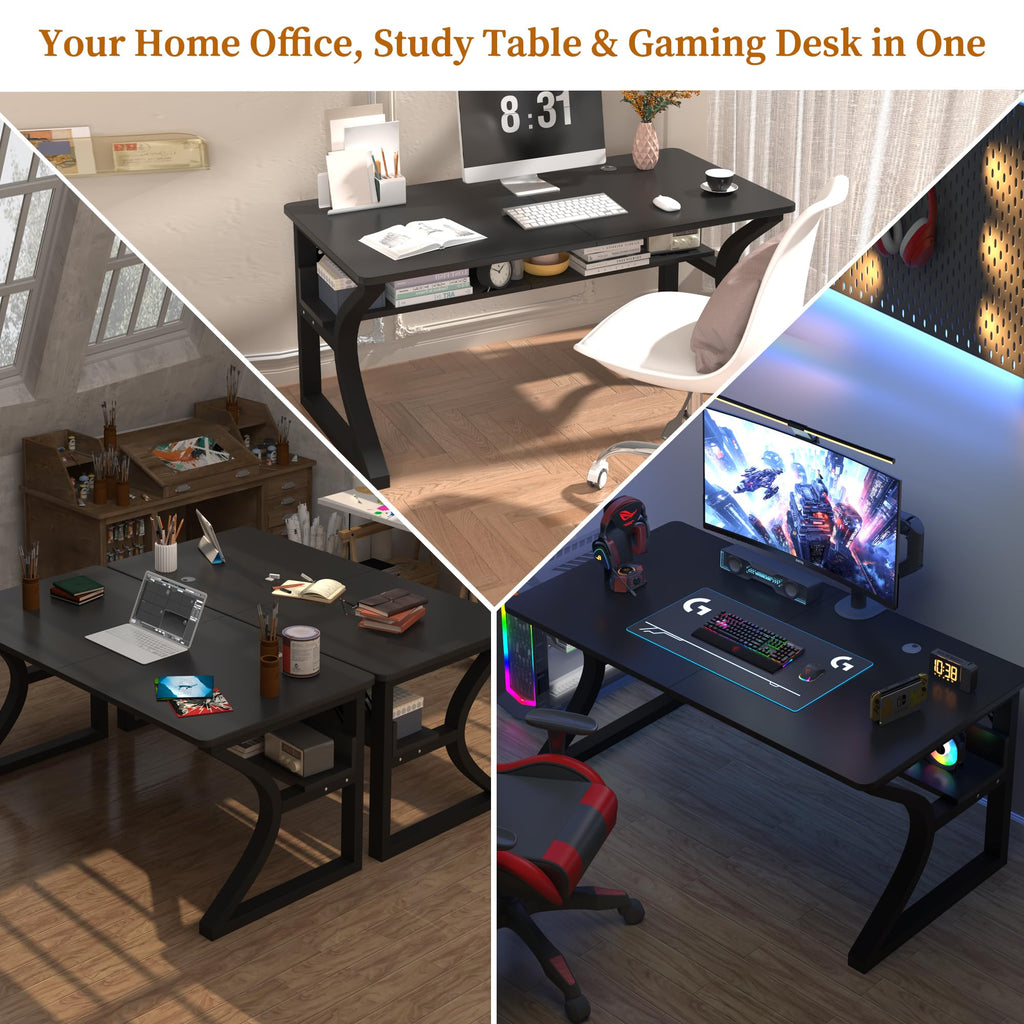 Black 55" Wood Computer Desk V2728