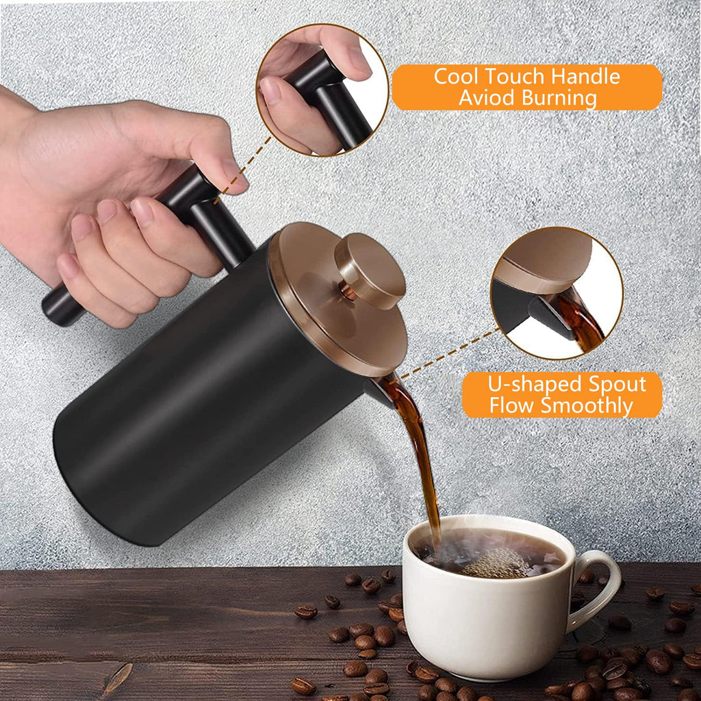 Black Stainless Steel 12oz French Press Coffee Maker G64666