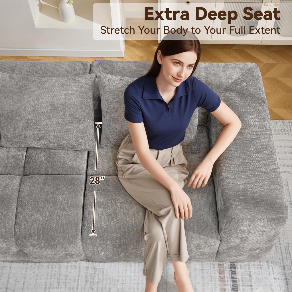 Light Grey Oversized Tufted Memory Foam Loveseat I93813