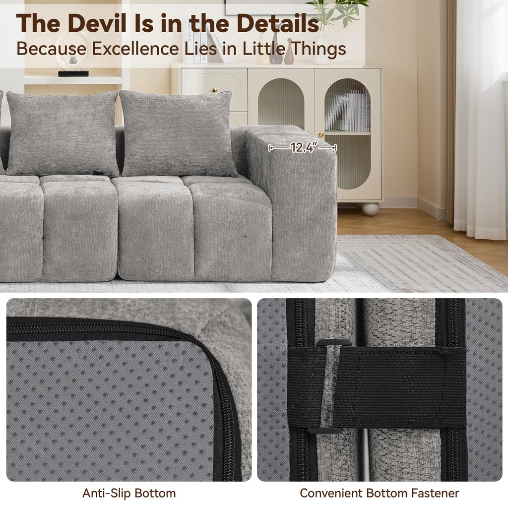 Light Grey Oversized Tufted Memory Foam Loveseat I93813