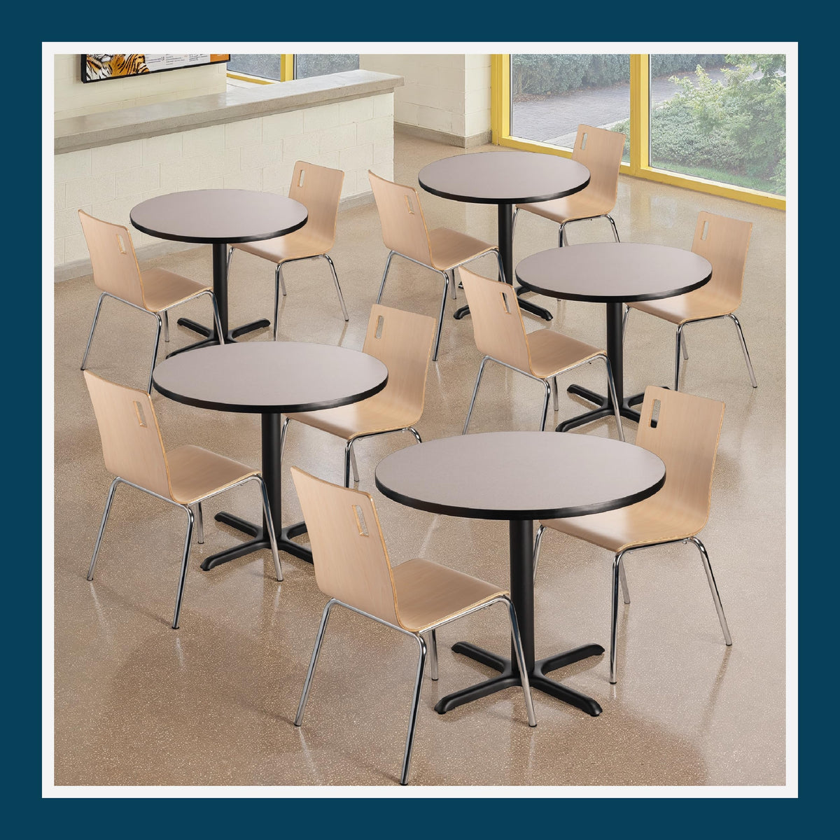 Round 36 in Diameter 30 in Dining Height Black Frame Gray Laminate Cafe Table N448858