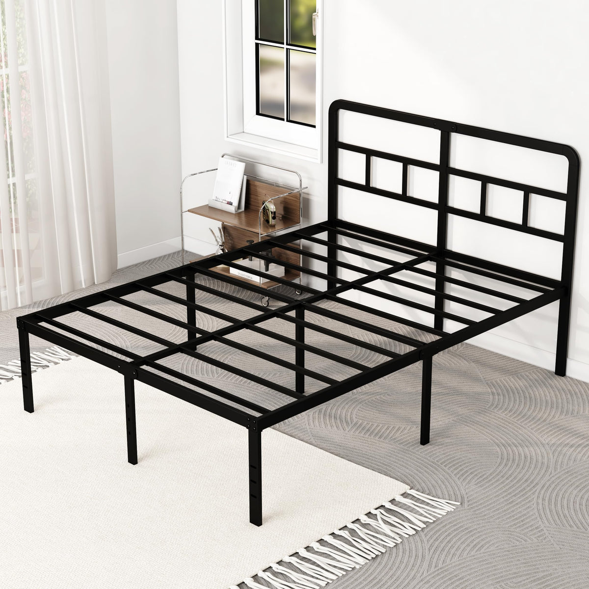18 Inch Metal Queen Bed Frame with Headboard K459