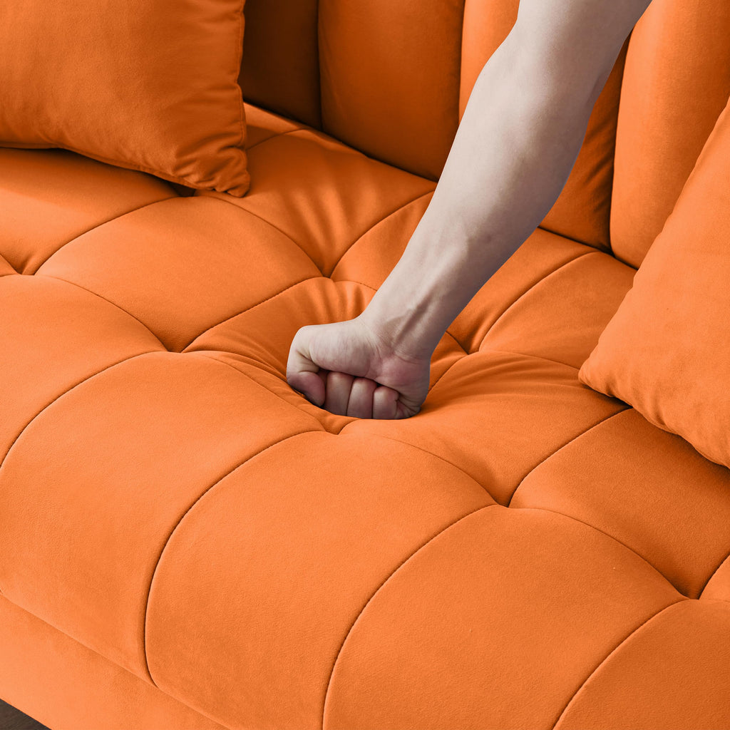Orange Velvet Tufted Loveseat Sofa H468438