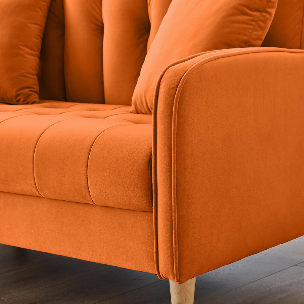 Orange Velvet Tufted Loveseat Sofa H468438